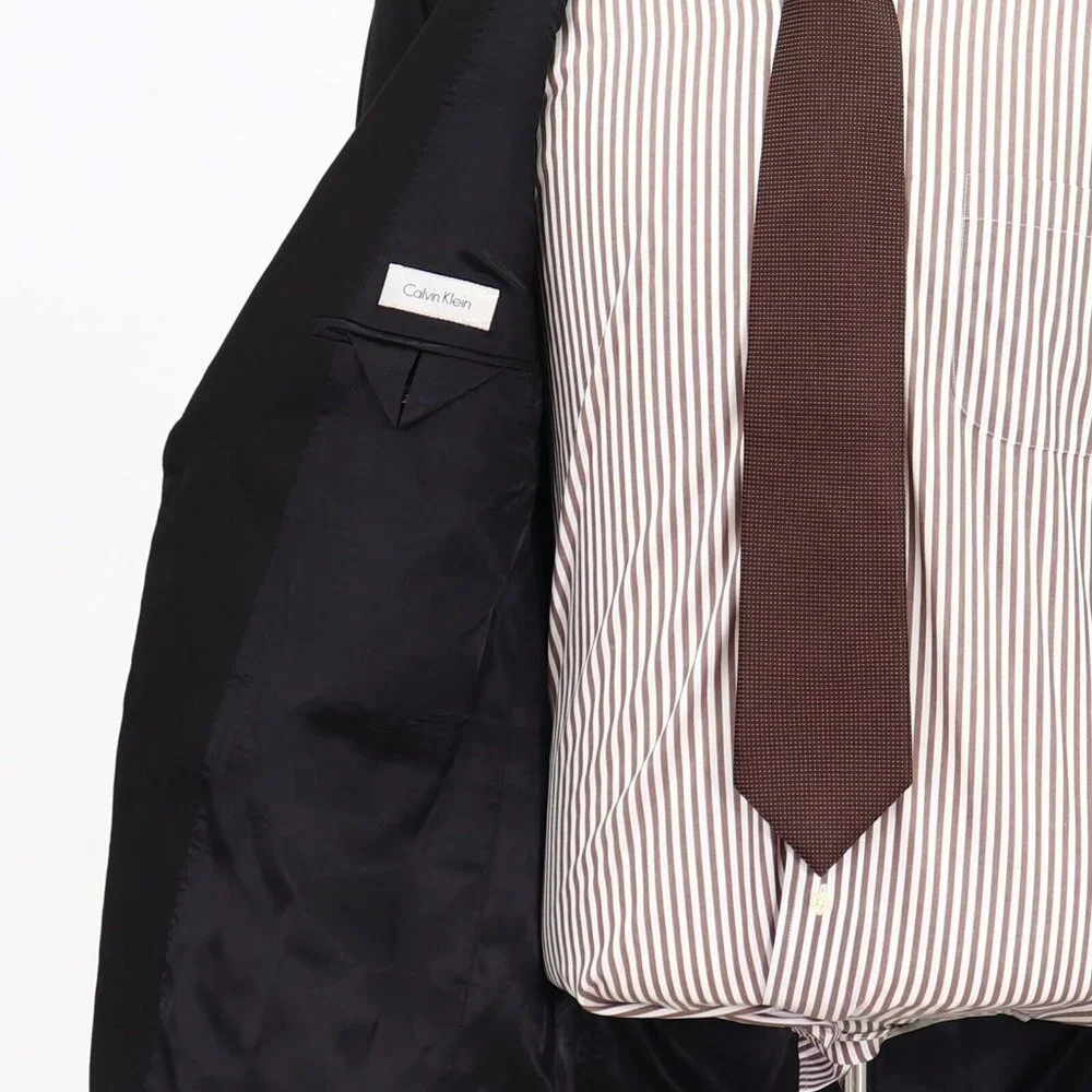 Calvin Klein 50R Black Solid 2-Button Sport Coat Blazer Jacket P380